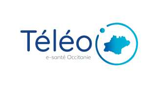 Représentation du logo Téléo faisant partie de l'offre de télémédecine et imagerie du groupement e-santé Occitanie.